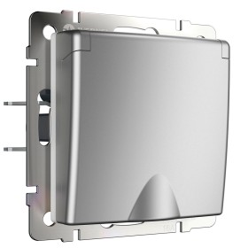 Розетка с заземлением, крышкой и шторками Werkel серебряный W1171206