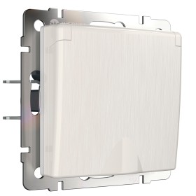 Розетка с заземлением, крышкой и шторками Werkel перламутровый рифленый W1171213