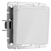 Розетка с заземлением, крышкой и шторками Werkel белый акрил W1171241