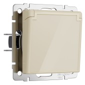 Розетка с заземлением, крышкой и шторками Werkel айвори акрил W1171243
