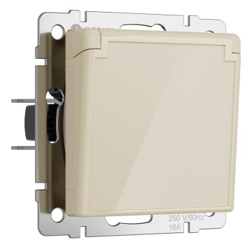 Розетка с заземлением, крышкой и шторками Werkel айвори акрил W1171243