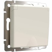 Розетка с заземлением, крышкой и шторками Werkel айвори матовый W1171262