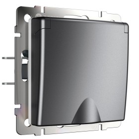 Розетка с заземлением, крышкой и шторками Werkel графит матовый W1171264