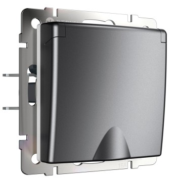 Розетка с заземлением, крышкой и шторками Werkel графит матовый W1171264