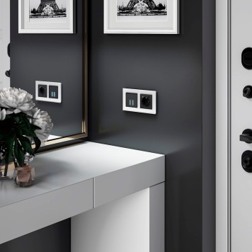 Розетка с заземлением, шторками и USBх2 Werkel черный матовый W1171508-4