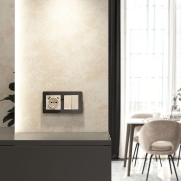 Розетка с заземлением, шторками и USB тип A+C Werkel айвори акрил W1171743-1