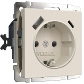 Розетка с заземлением, шторками и USB тип A+C Werkel айвори матовый W1171762