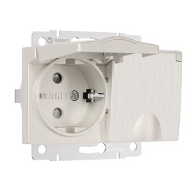Розетка двойная влагозащищенная с заземлением, защитными крышками и шторками Werkel перламутровый рифленый W1172213