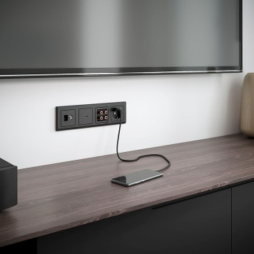 Розетка Werkel ТВ+Ethernet RJ-45 черный матовый W1181308-1