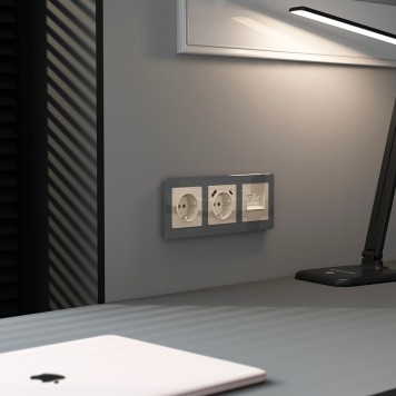 Накладка для двойной розетки Werkel Еthernet RJ-45 айвори акрил W1191143-1