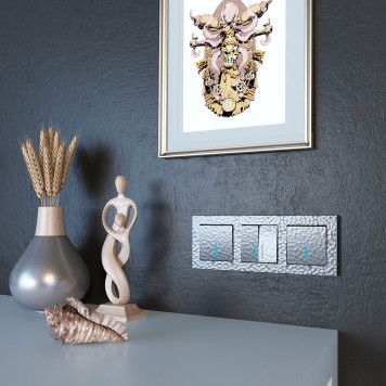 Выключатель 1-клавишный с подсветкой Werkel Hammer серебряный W1210106-1