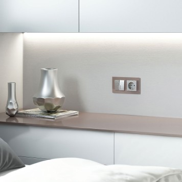 Выключатель 2-клавишный с подсветкой Werkel Hammer серебряный W1220106-3