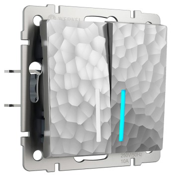 Выключатель 2-клавишный с подсветкой Werkel Hammer серебряный W1220106