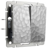 Выключатель 2-клавишный проходной Werkel Hammer серебряный W1222006 Выключатель 2-клавишный проходной Werkel Hammer серебряный W1222006