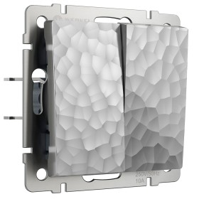 Выключатель 2-клавишный проходной Werkel Hammer серебряный W1222006