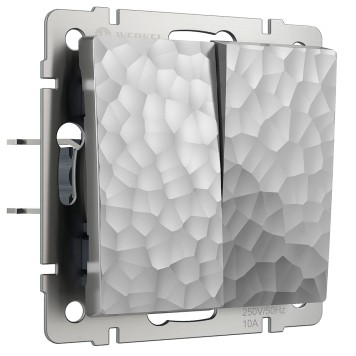 Выключатель 2-клавишный проходной Werkel Hammer серебряный W1222006