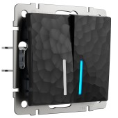 Выключатель 2-клавишный проходной с подсветкой Werkel Hammer черный W1222108