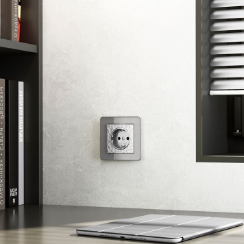 Розетка с заземлением Werkel Hammer серебряный W1271006-4