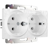 Розетка двойная с заземлением Werkel Hammer белый W1272001