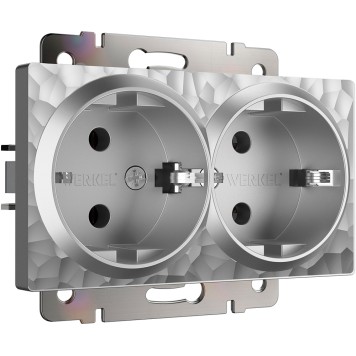 Розетка двойная с заземлением Werkel Hammer серебряный W1272006