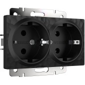 Розетка двойная с заземлением Werkel Hammer черный W1272008