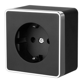 Розетка с заземлением Werkel Gallant черный/хром W5071035
