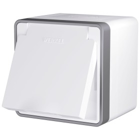 Розетка с заземлением, крышкой и шторками Werkel Gallant белый W5071201