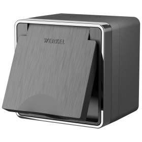 Розетка с заземлением, крышкой и шторками Werkel Gallant графит рифленый W5071204
