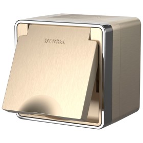 Розетка с заземлением, крышкой и шторками Werkel Gallant шампань рифленый W5071210