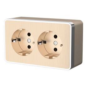 Розетка двойная с заземлением Werkel Gallant шампань рифленый W5072110