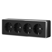 Розетка с заземлением и шторками Werkel Gallant черный/хром W5072258