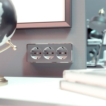 Розетка тройная с заземлением и шторками Werkel Gallant серебряный W5073106-1