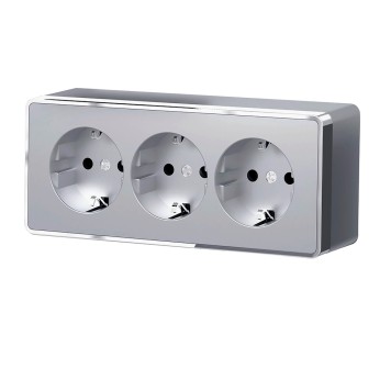 Розетка тройная с заземлением и шторками Werkel Gallant серебряный W5073106