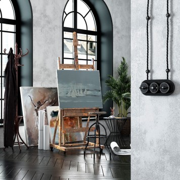 Переключатель 1-клавишный Werkel Vintage черный матовый/хром W5812051-4