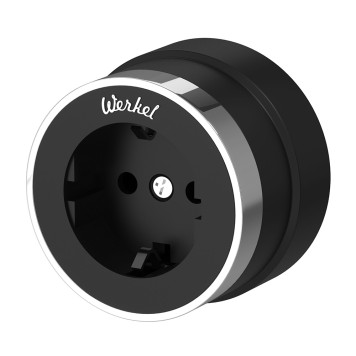 Розетка с заземлением Werkel Vintage черный матовый/хром W5871051