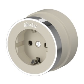 Розетка с заземлением Werkel Vintage слоновая кость матовый/хром W5871055
