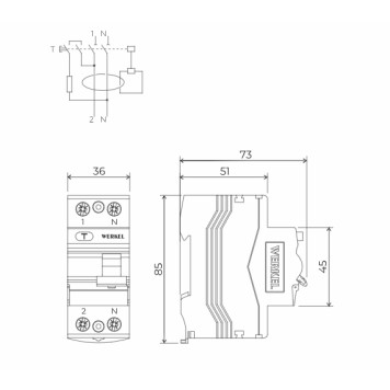 Устройство защитного отключения 1P+N 40 А 100 mA AC 6 kA Werkel W812P404-2