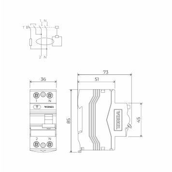 Устройство защитного отключения 1P+N 63 A 30 mА АС 6 kА Werkel W912P636-2